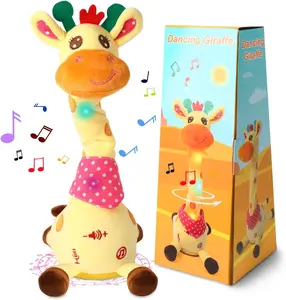 EMOIN Dancing Talking Giraffe Toy, Stuffed Animal Baby Toy Repeating What You Say, Glowing Musical Electronic Giraffe Gifts for Toddlers 1-3 Years Old (Giraffe)
