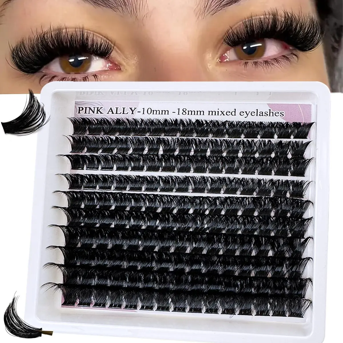 DIY Eyelash Extensions 100D/120D/150D/180D, Dense D Curl Mixed Lengths, Reusable Artificial Mink Lashes for Daily & Party Use, DIY Volume Focused Lashes, Cosmetic Eyelash Extension, DIY Makeup Lashes, Diy Volume Eyelashes
