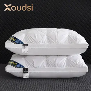 100% Goose Down Fill Premium Goose Feather Down Pillow，5-star hotel luxury style gultra-soft and fluffy，pure cotton fabric and white goose down filling pillow core usable in all season