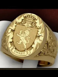 Crown Lion Shield Badge Ring for Man and Women , Stylish Accessory for Everyday Wear, Perfect Gift Idea for Him Her, Unique Design Jewelry, Statement Rings, Engraved Ring, Men Accessories