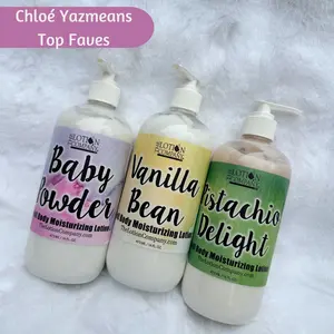 Chloé Yazmeans Top Faves Bundle – The Lotion Company – (3-Pack/16 oz each) Baby Powder, Vanilla Bean, Pistachio Delight Body Lotions