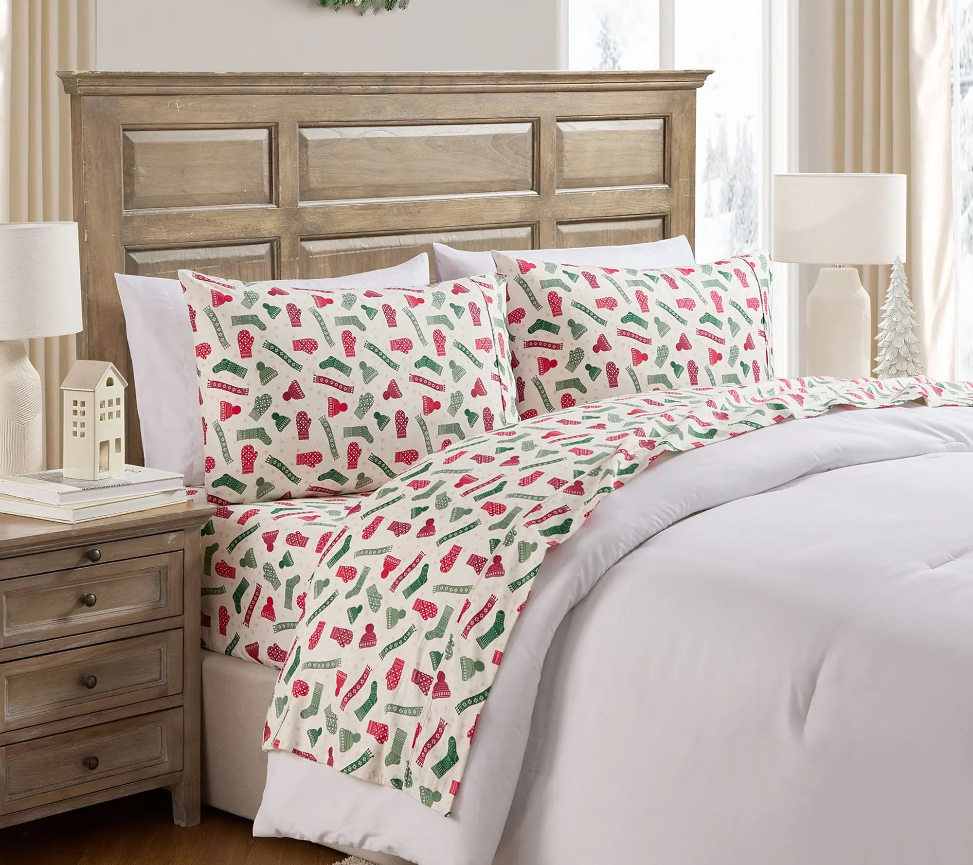 Hallmark Winters Cotton Flannel Bed Sheet Set,Queen Hallmark Winters Cotton Flannel Bed Sheet Set,Queen