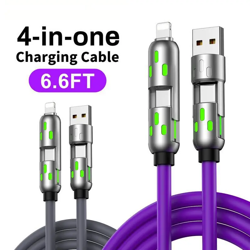 PD Fast Charging, Data Sync, EXAVON USB-A,Type-C, Lightning, Aluminum,Compatible,6.6FT 4-in-1 USB-C Cable