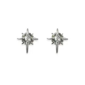 CZ Cubic Zirconia Star Stud Earrings for Men Women Hip Hop Unisex Style