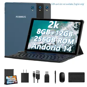 POWMUS Android 14 Tablet Bundle, 10.3-Inch 2K Ultra HD IPS Display, 256GB Storage (Up to 1TB Expandable), Octa-Core Processor, 8000mAh Long Battery, Face Unlock, Dual-Band WiFi, Gaming Tablet with Keyboard, Mouse, Stylus & Protective Case for Work, Study