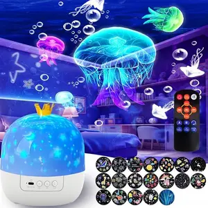 Cartoon Night Light Projector for Kids - 21 Films & 20 Lullabies with Remote | 360° Rotation & 1200mAh Rechargeable | Princess Mermaid Night Light for Room Decor & Christmas Gifts