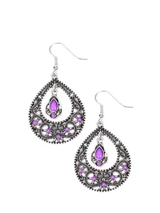 "All-Girl" Whimsical Purple Beaded Earrings for Girls Ornate Frame with Matching Beads Fashion Accessories Unisex