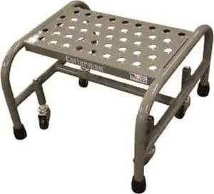 Cotterman 1-Step Rolling Warehouse Ladder - 12" Height, 450 Lb Capacity, Assembled, 18" Base Width, 19" Base Depth, Perforated Tread, Model D0460104-05, Rolling Ladder