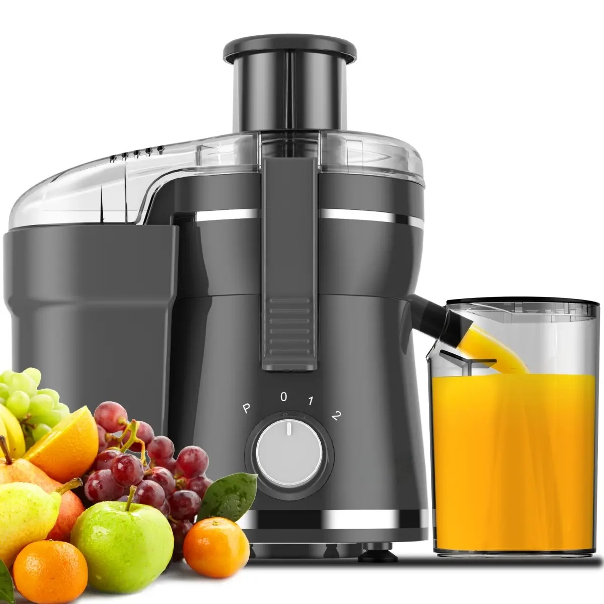 500W Centrifugal Juicer Machine with Wide Feed Chute Powerful Blender for Maximum Nutrients Easy Clean Dishwasher Safe BPA-Free Compact Design Perfect for Juice Lovers - Gray