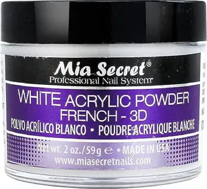 Mia Secret Professional Nail System White Acrylic Powder French 3D 2oz Made in USA for Nail Art