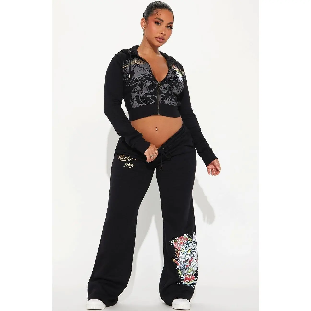 Ed Hardy Dreams Pant Set - Black O