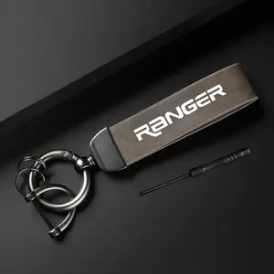 Car Keychain, PU Leather Car Keychain, Simple Design Car Interior Decoration Accessories for Ford Ranger, Car Key Accessory