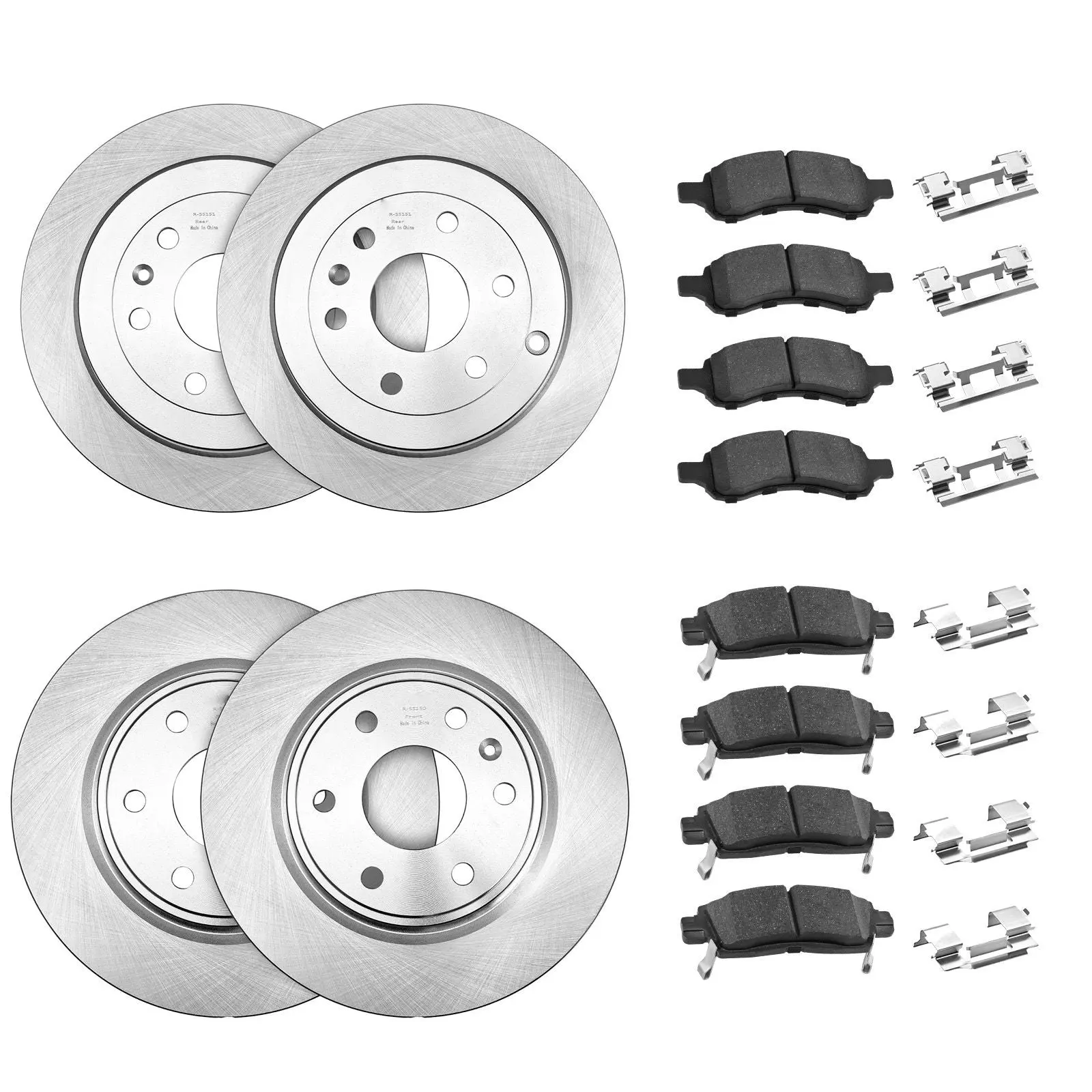 Front & Rear Brake Kit for Buick Enclave 2008-2017, Chevy Traverse 2009-2017, GMC Acadia 2007-2016/Acadia Limited 2017, Saturn Outlook 2007-2010 – Hollow Drilled Rotors & Brake Pads