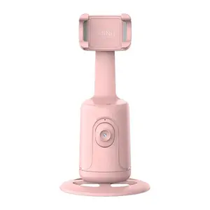 360 °   Rotating Automatic Face Tracking Cell Phone Holder Tripod, Standing Sitting Two Height Adjustable, Smart Shooting Camera Holder for Vlog Video Live Streaming, Rechargeable Battery Accessories Selfie Clip Remote Cellphone Photography Smartphone Bla