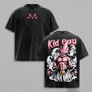 Buu Vintage Washed T-Shirt, Dragon Ball Z Pink Villain Graphic Tee, Oversized Retro Streetwear, Soft Cotton Unisex Casual Top, Classic Anime Manga Fashion, Ideal Gift for DBZ Fans & Collectors
