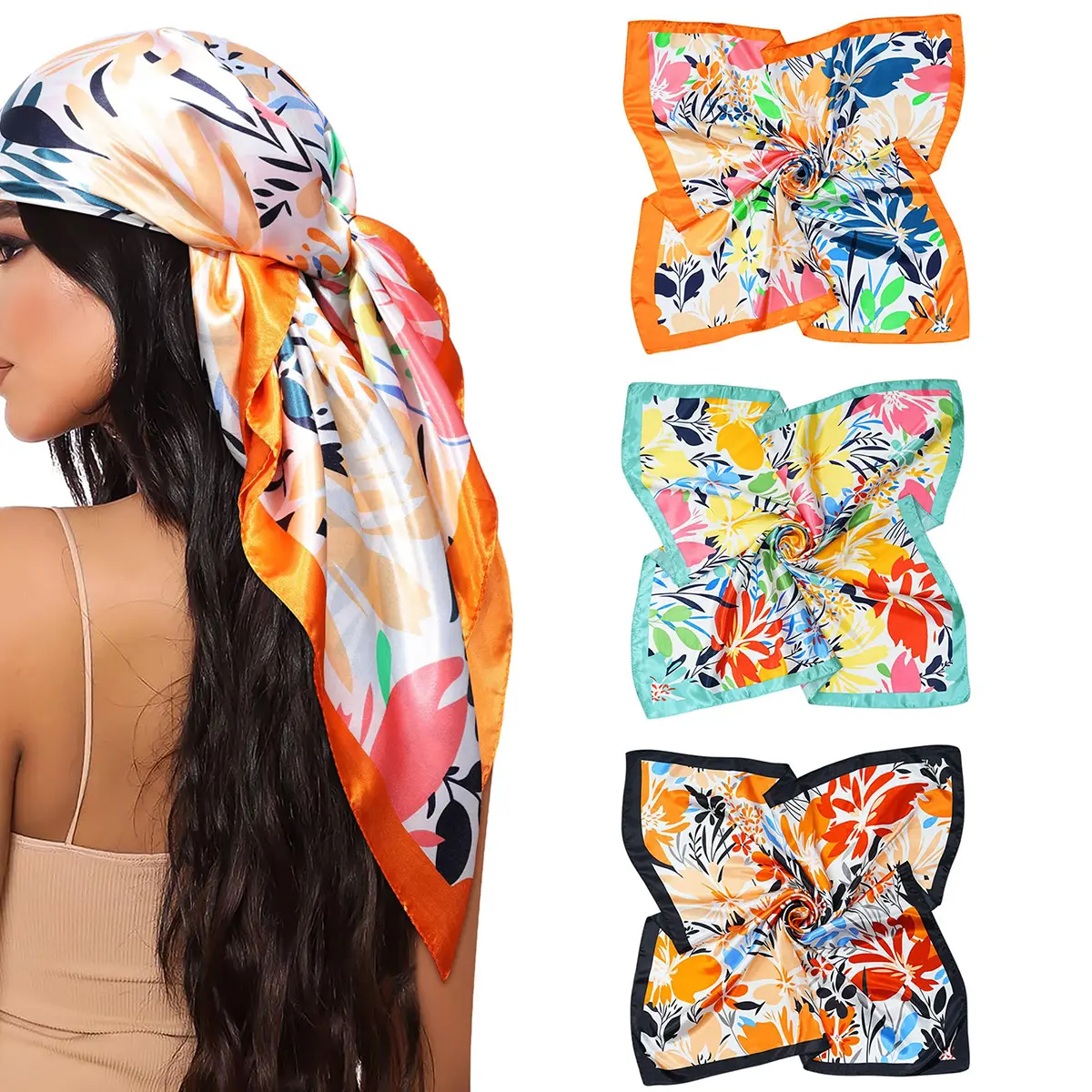Floral (Black/Light Blue/Orange)