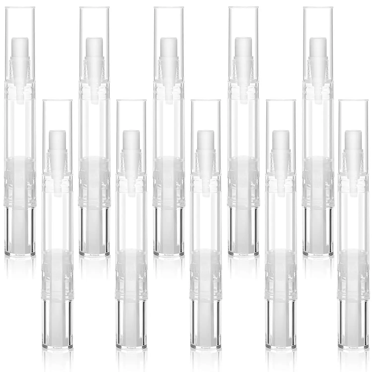 Rvetol 10 Pack 5 ML Cuticle Oil Pens, Empty Nail Oil Pen Transparent Twist Pens with Brush Tip Cosmetic Lip Gloss Containers Applicators Eyelash Growth Liquid Tube