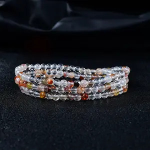 Natural Red Phantom Quartz 3-Layer Wrap Bracelet, Attract Love & Boost Relationships, Healing Crystal Jewelry for Women