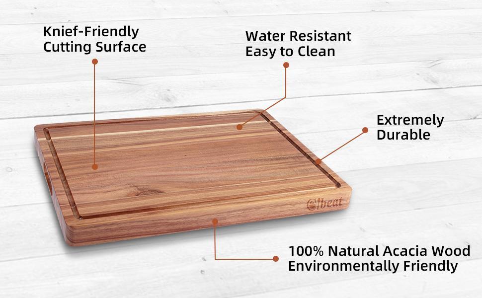 GARVEE Acacia Extra Large Wood Cutting Board 20 x 15 Inch, 1.5 Inches Thick Butcher Block, Reversible Wooden Kitchen Block, Cheese Charcuterie Board, with Side Handles and Juice Grooves GARVEE Acacia Extra Large Wood Cutting Board 20 x 15 Inch, 1.5 Inches Thick Butcher Block, Reversible Wooden Kitchen Block, Cheese Charcuterie Board, with Side Handles and Juice Grooves