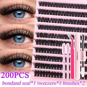 Cluster Lash Extension Gift Set, Fluffy Eyelash Clusters, Includes 30D 40D 60D 80D Natural Styles + 100D Extra Volume, Soft & Lightweight, With Glue, Tweezers & Brush, Easy DIY at Home, Salon-Quality Look, Long-Lasting Glamorous Effect Christmas Gift