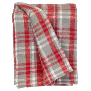 360 Stand 50x65 in. Parkland Transitional Plaid Rectangle Throw Blanket, Red Woven Cotton Throw Blanket, Throwblanket, Woven Blanket