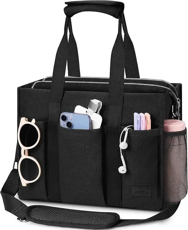 Women's Large Canvas Tote Bag with Laptop Compartment and Zipper, Ideal for Work and Travel Business Multifunctional Bag Fashionable Casual Bag Daily Commute Bag Commuter Work Bag