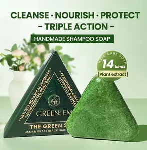 Greenlem Handmade Natural Plant Extract Shampoo Bar, Organic Solid Shampoo Soap for Black Hair Care, Sulfate Free, Zero Waste, Travel Size for All Hair Types#Summervibes