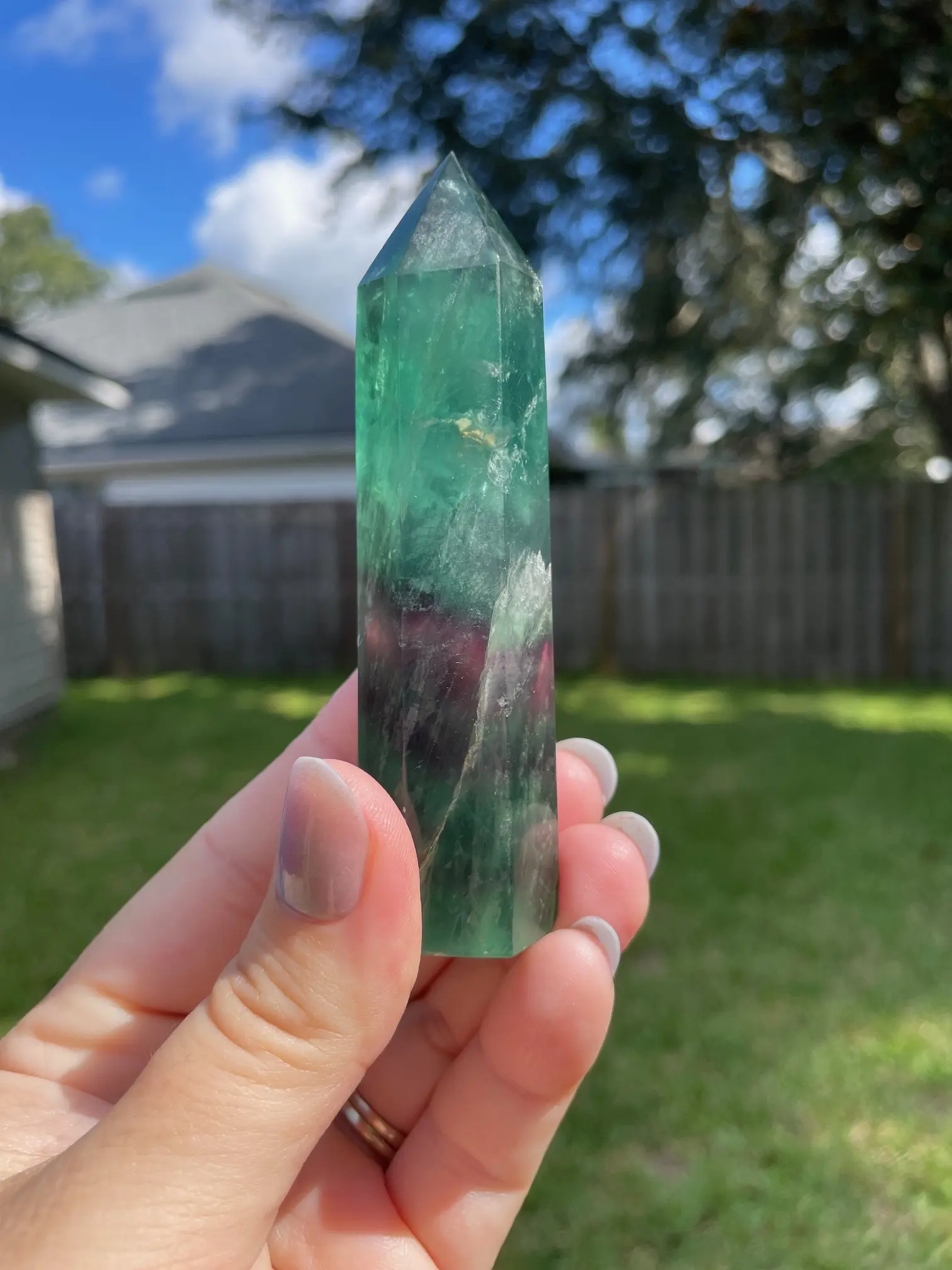 Rainbow Fluorite Crystal Tower