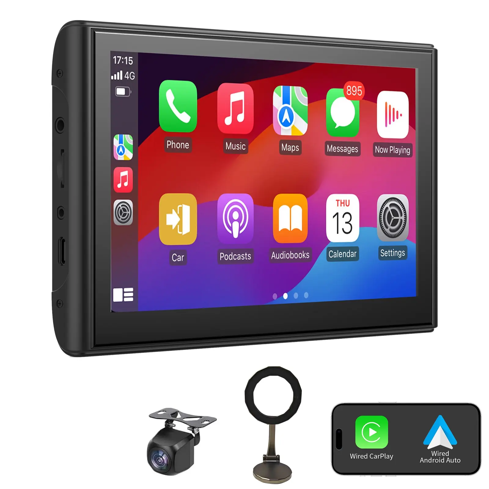 Deals for You Days,Universal 7.8' Car Radio Multimedia Video Player Wireless Carplay/Android/Auto/Mirrorlink BT AUX TF FM Car Player, Car Display Screen，480p Rearview Camera for Enhanced Driving Experience