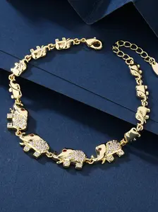 Luxurious Elephant Bracelet, Ethnic Tribal Style, Synthetic Zircon Inlay, Adjustable 5cm Chain, Party Gift, Hand Chain, Exquisite Bracelet, Zircon Inlaid Bracelet