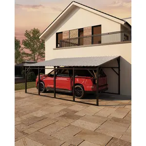 12x20 ft Wall-Mounted Lean-to Carport, 11.5° Sloped Vertical Roof. Steel Frame with Adjustable Height Clearance, Perfect for SUV Parking