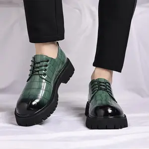 Men's Shoes New Fashion Thick-Soled Men's Derby Shoes Trendy Men's Shoes Business Casual Leather Shoes G2 Office Footwear (Maximum size 13.5)