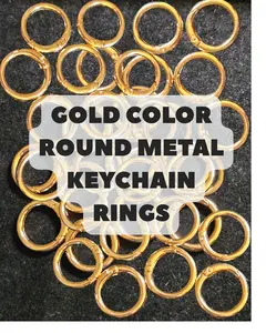 Gold Color Round Metal Keychain Ring