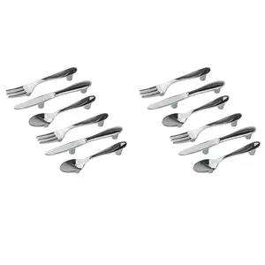 12 PCS Knife Spoon Fork Kitchen Cabinet Closet Drawer Pull Handles Knobs 3-Inch Center to Center (Silver)