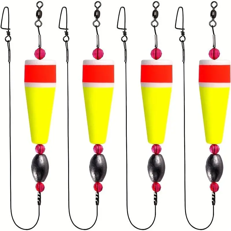Fishing Float Set, 4 Counts Colorful Fishing Floats Rigs Popping Corks, Weighted Bobbers Fishing Floats Fishing Gear for Saltwater Freshwater Fishing Tackle, Outdoor Fishing Supplies, Fishing Equipment, Fishing Stuff