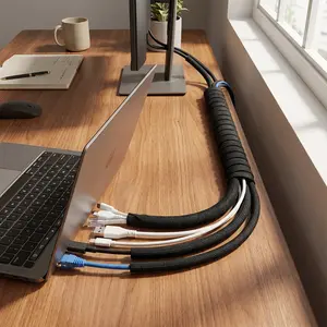 Black 13mm Braided Cable Sleeve Flame Retardant Wire Protector Expandable Cord Management Tube Flexible Cable Organizer Wire Organization for Home Office