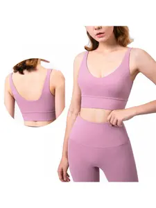 Sexy Deep V Yoga Bra, Wide Straps Support, Breathable Padded Sports Bra, Pilates Training, Running, Gym, Daily Wear, Women's Activewear