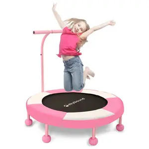 【AUTHENTIC】SkyBound 36'' Kids Trampoline, Cute Indoor/Outdoor Mini Trampoline with High-Quality Springs, Safe for Ages 3–8, Quiet Jumping for Motor Skills, Birthday & Chirstmas Gifts Adjustable Basketball Hoops