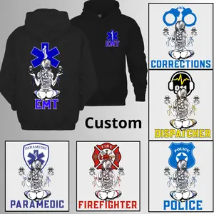 Custom EMT Firefighter Paramedic Police Dispatcher Corrections Hoodie, First Responder Hoodie Gift, Support Hero Apparel for Men and Women, Gift For Him Her