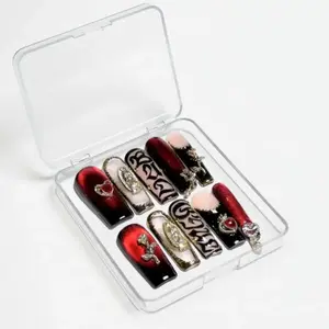 Black and Red Cat Eye Y2K Goth Baddie Handmade Reusable Press On Nails
