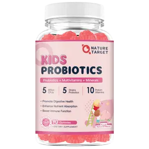 NATURE TARGET Kids Probiotic Multivitamin Gummies, 5B CFUs, Natural Peach Flavor, for Digestive Health & Immune Support, 45 Servings