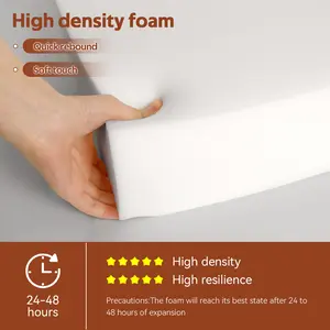 High-Resilience Foam Sofa Cushion Filling (24*24*2in), Breathable Durable Sponge, DIY Replacement for Sofa Seat Pads, Wheelchair Pads