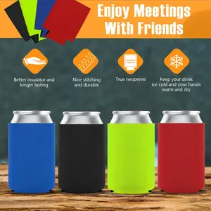 Neoprene Drinkware Beer Koozie Reusable Insulated Cold Warm Zip Sleeve Non Slip for Tailgating BBQ Camping Outdoor Sports Games Cooler Essentials