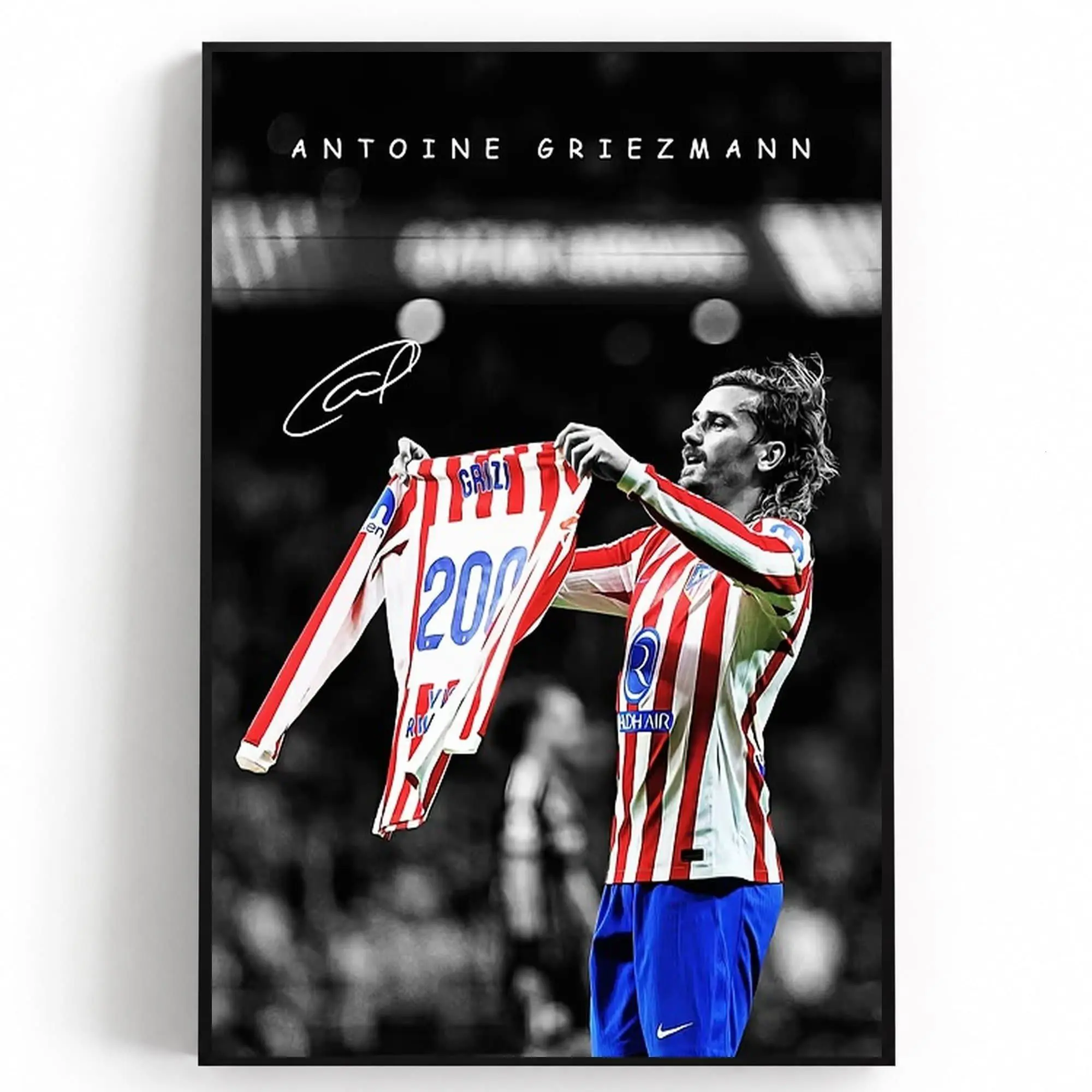 Antoine Griezmann With Jersey Poster, Soccer Gifts, Sports Poster, Football Poster, Soccer Wall Art( Unframed - Print Only )