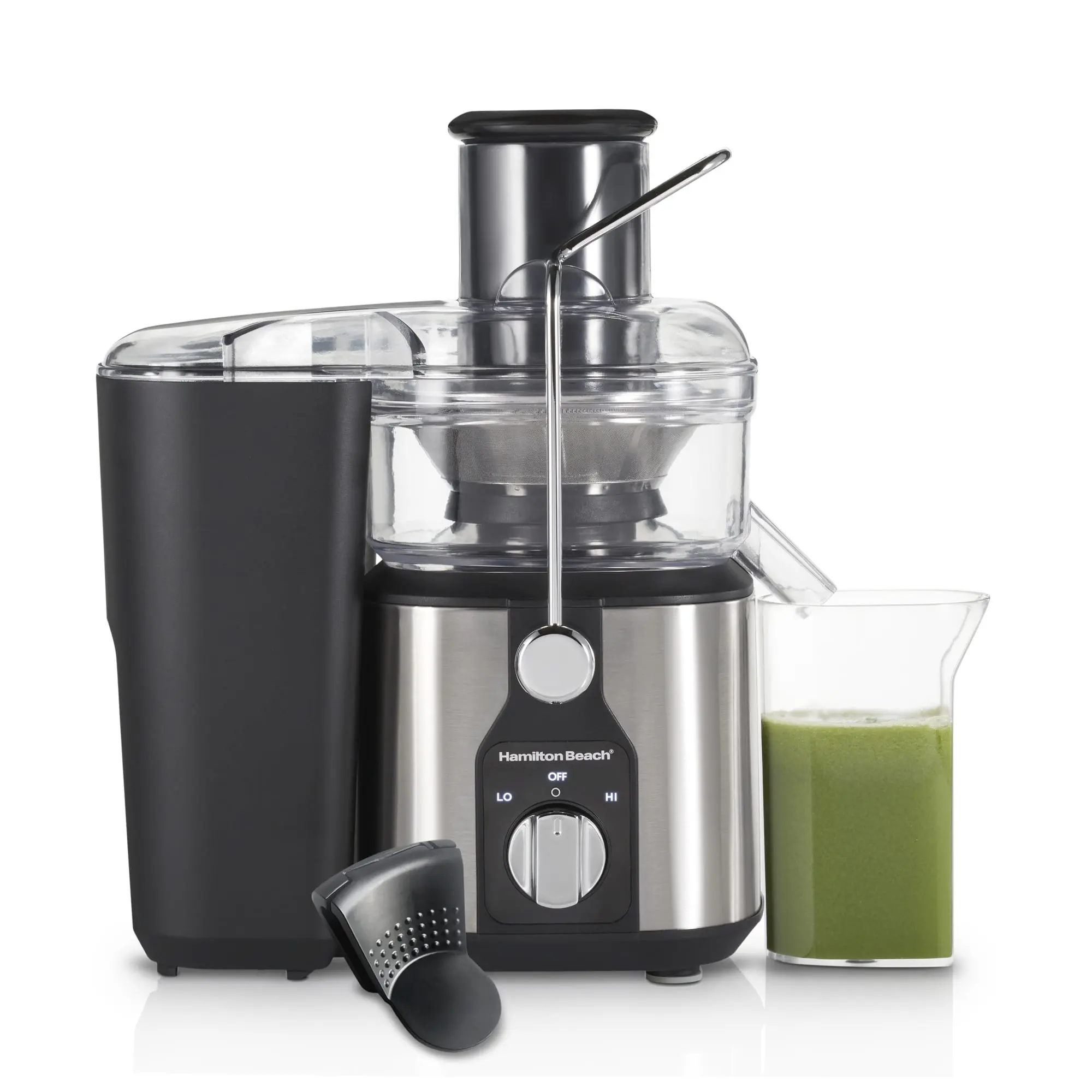 Hamilton Beach Easy Clean Juicer Machine, 800 W 2-Speed 16 oz Fruit and Vegetable Juice Extractor, Easy Cleaning and 3 Big Mouth Chute, Black