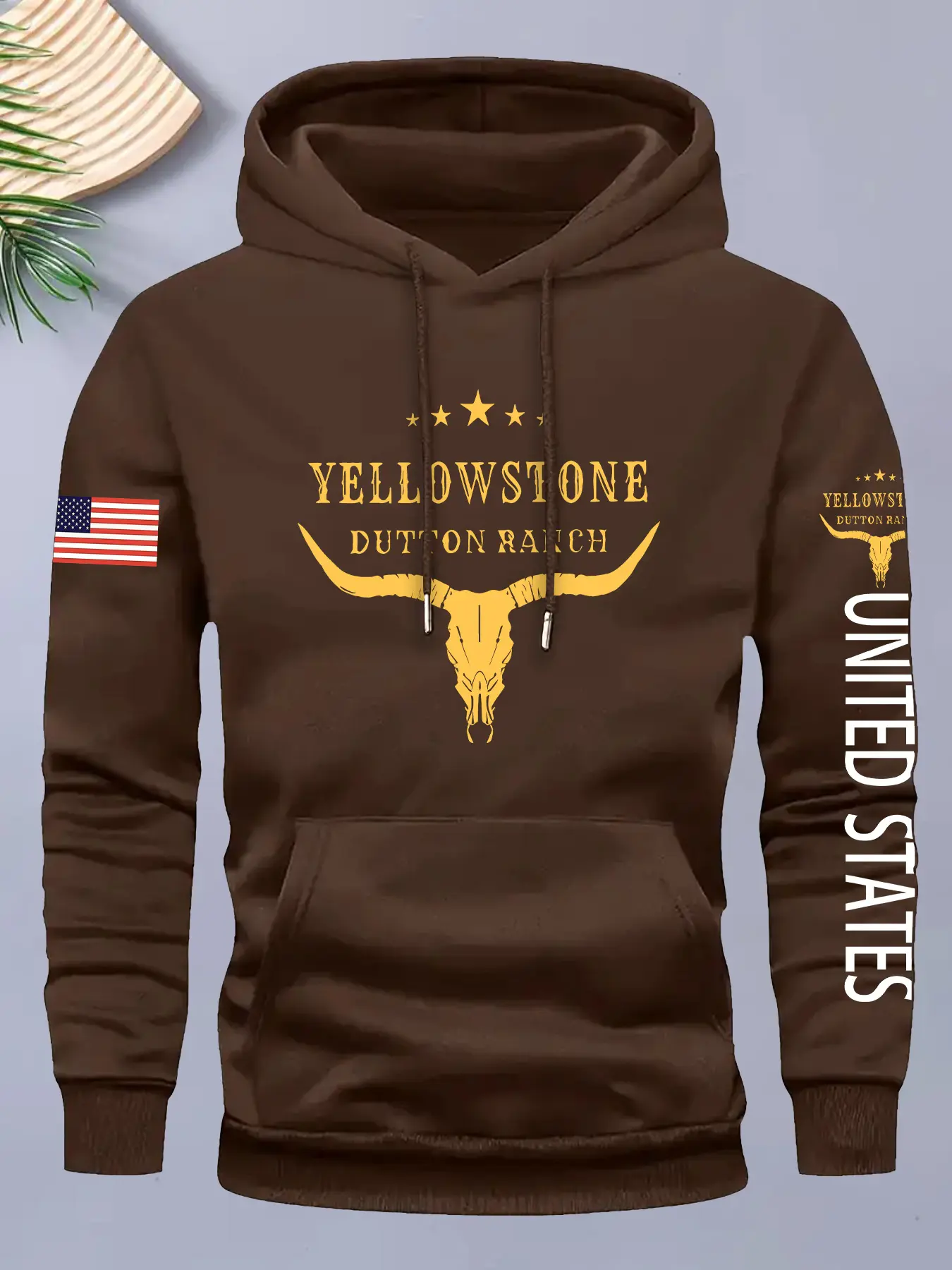 Men's American Yellowstone Park Hoodie, Sweatshirts, Pockets, Long Sleeve, Us Flag Design, Winter Warmth, Casual Outdoor Sweater, Fall/winter Season, Graphics Artwork Sweatshirt, Casual Hooded Sweatshirt