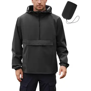 Men's Rain Jacket Waterproof Lightweight Packable Raincoat Pullover Windbreaker With Hood For Hiking Running