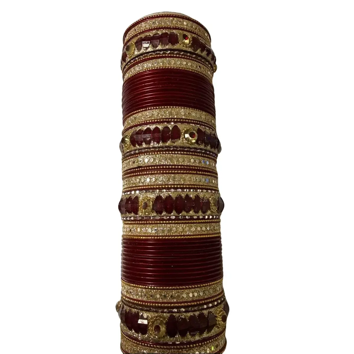 #BS-Maroon Stunning Maroon  Chooda Set - Embellished Bridal Bangles