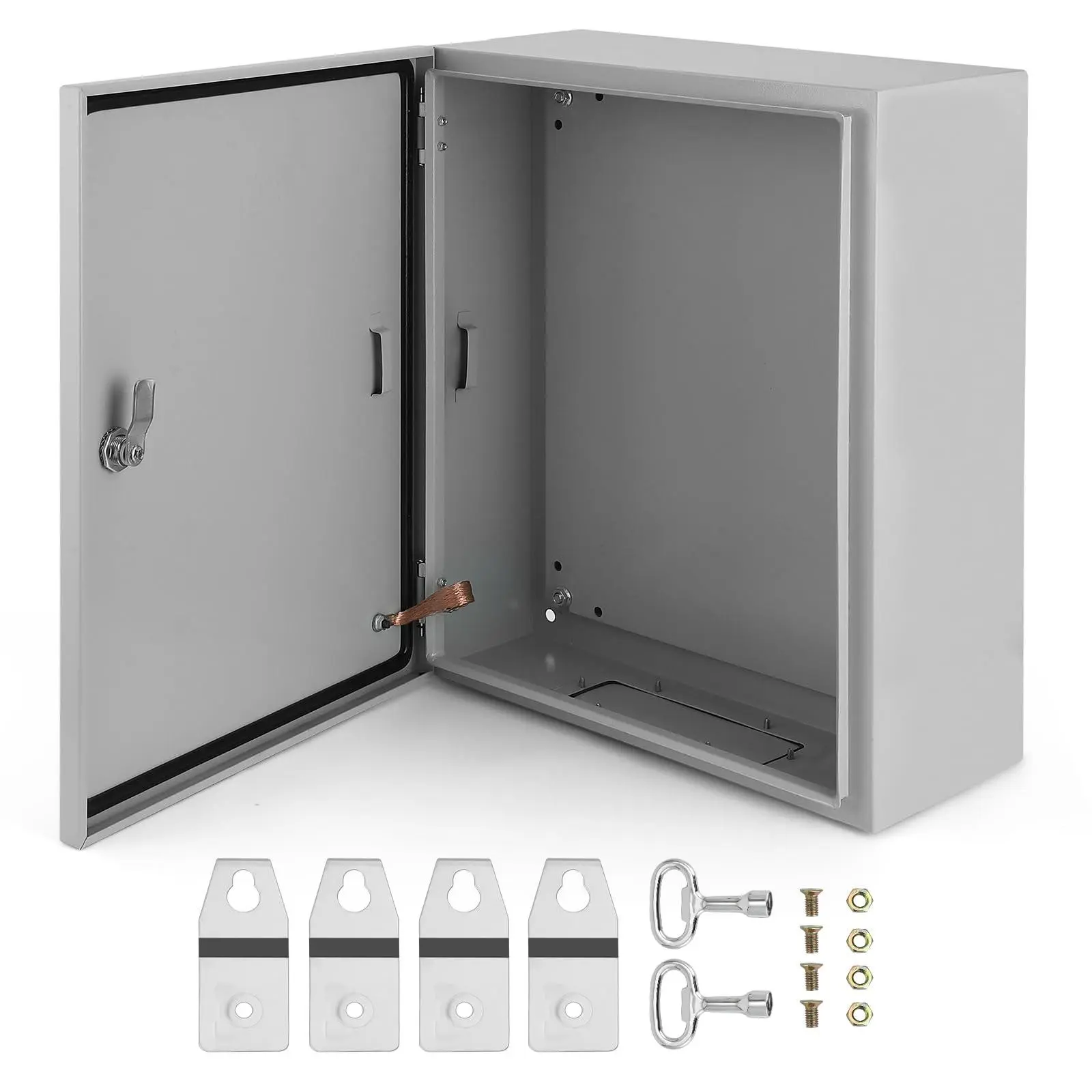 Outdoor Electrical Box, NEMA 4X Steel Junction Box,IP66 Waterproof & Dustproof Electrical Enclosure Box,Outdoor/Indoor Electrical Project Box with Lock & Mounting Plate,20 * 16 * 8"