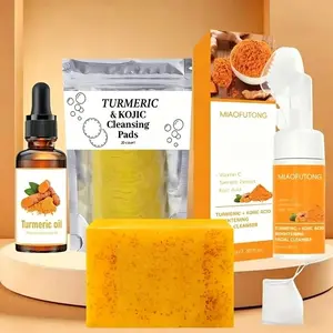 Turmeric Cleansing Set, Rejuvenating Deep-Cleansing Turmeric Soap, Facial Cleansing Pads, Purifying Face Wash, Face Wash & Oil, Pore Cleanser, Exfoliating Cleanser, Facial Foam, Smoother, Skin Repair, Cleansing Kit